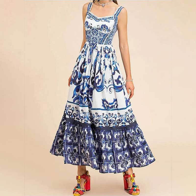 Elegant Bandeau Print Dress