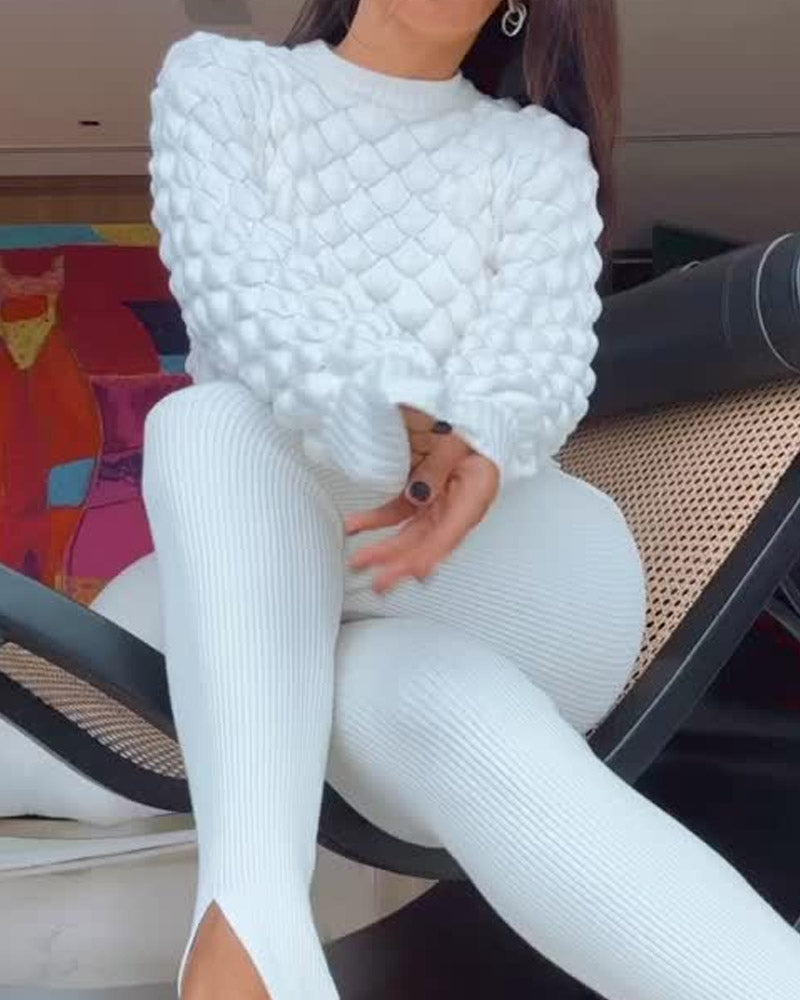Solid Color Knitted Pullover Fashion Sweater