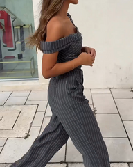 Striped Top and Pants Two-piece Suit