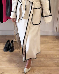 Solid Color Braided Decorative Casual Fashion Coat