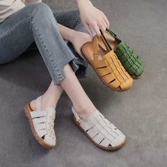 Babakud Women Summer Hollow Leather Roman Sandals