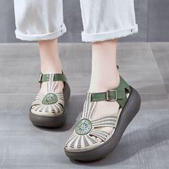 Babakud Women Summer Ethnic Style Roman High Heels Sandals