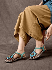 Babakud Women Original Vintage Floral Leather Sandals