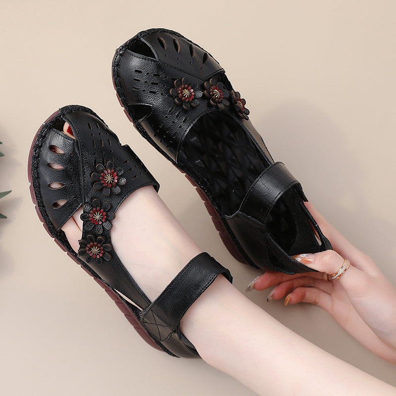 Babakud Women Retro Hollow Classic Floral Sandals