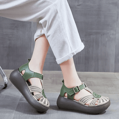 Babakud Women Summer Ethnic Style Roman High Heels Sandals