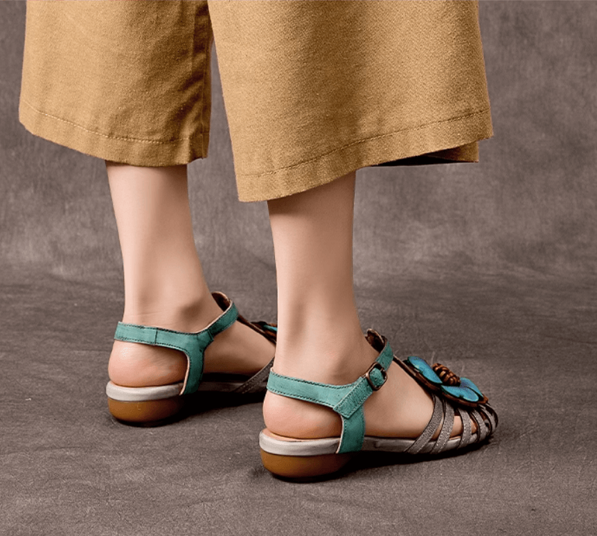 Babakud Women Original Vintage Floral Leather Sandals