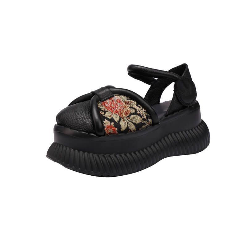 Babakud Women Heritage Leather Floral Sandals