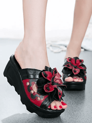 Babakud Women Summer Ethnic Blossom Platform Shoes