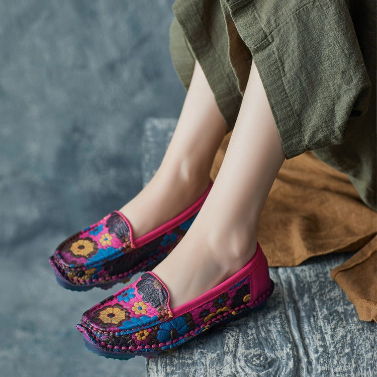 Babakud Women Summer Flower Serenity Ethnic Slip-On Flats