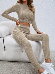 Fashion Short Sleeve Deep V Bandage Wide Leg Pants Set