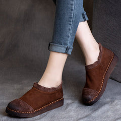 Retro Spring Leather Ruched Slip-On Shoes