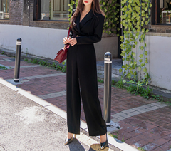 Long Sleeve Off Shoulder Solid Color Jumpsuit