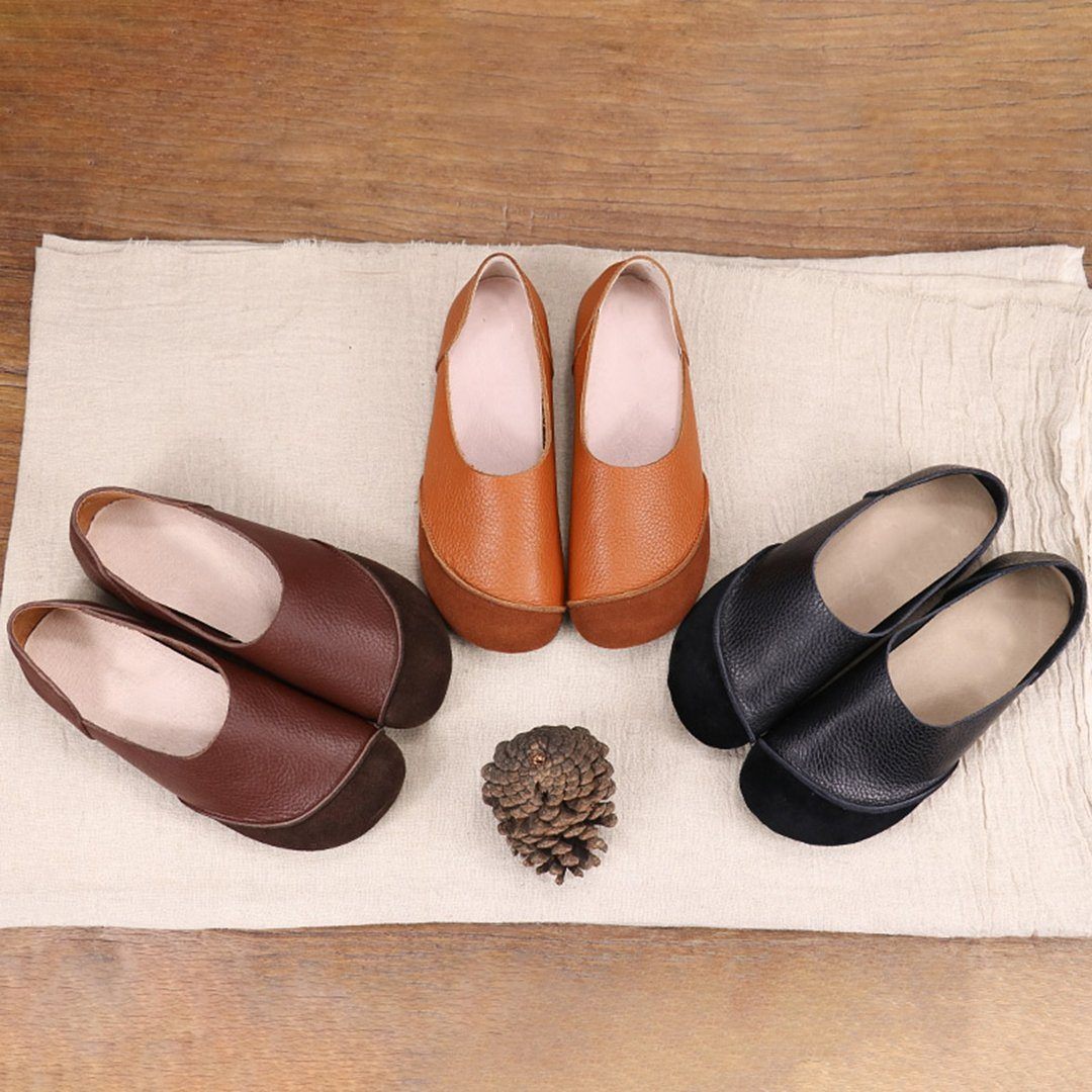 Autumn Classic Leather Flat Women Shoes