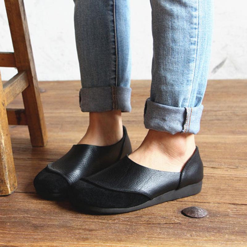 Autumn Classic Leather Flat Women Shoes