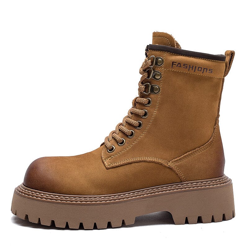 Autumn Classic Leather Lug Sole Combat Boots