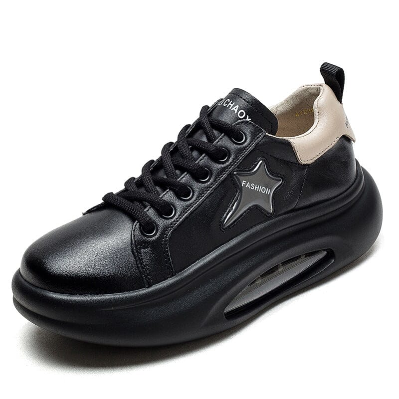 Autumn Fashion Leather Thick Soled Casual Shoes