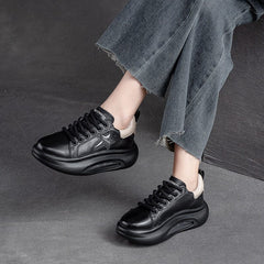 Autumn Fashion Leather Thick Soled Casual Shoes