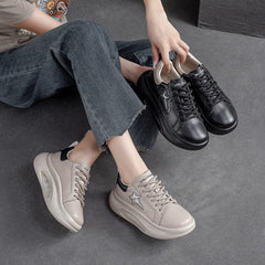 Autumn Fashion Leather Thick Soled Casual Shoes