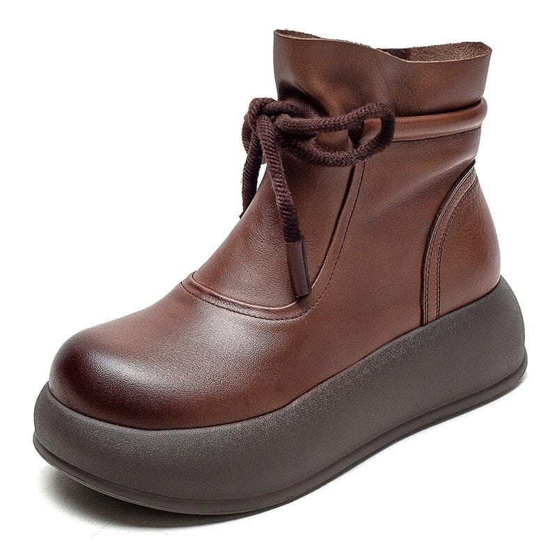 Autumn Minimalist Retro Casual Leather Platform Boots