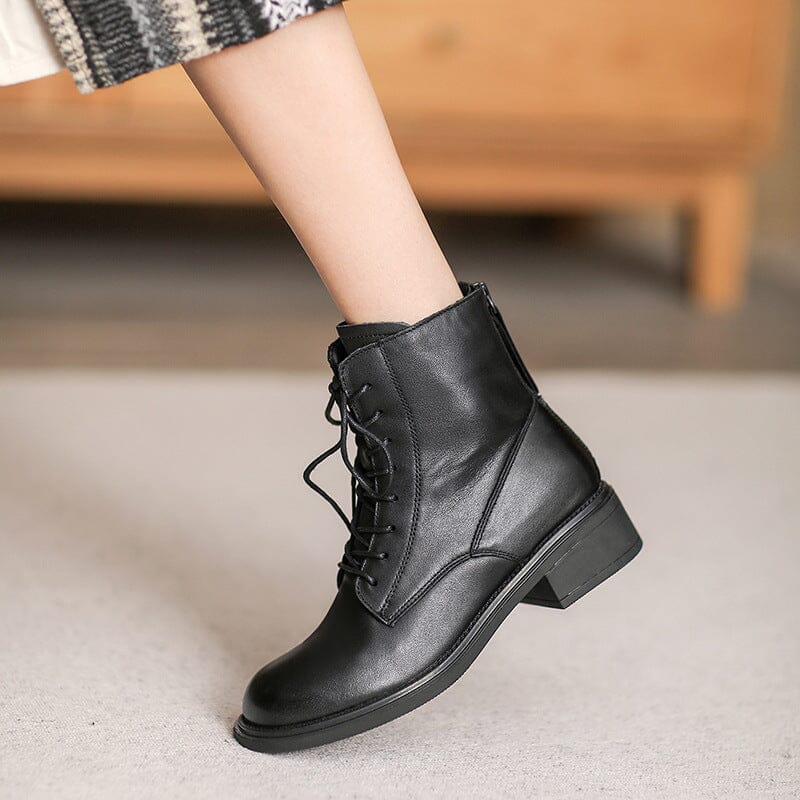 Autumn Minimalist Retro Soft Leather Boots