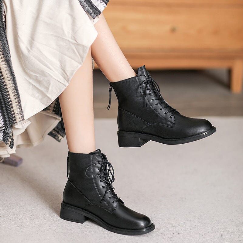 Autumn Minimalist Retro Soft Leather Boots