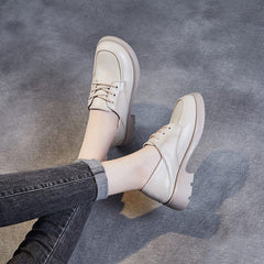 Autumn Minimalist Retro Solid Leather Casual Shoes