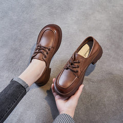 Autumn Minimalist Retro Solid Leather Casual Shoes