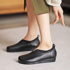 Autumn Minimalist Retro Solid Leather Flat Casual Shoes