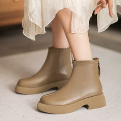 Autumn Minimalist Solid Leather Casual Ankle Boots