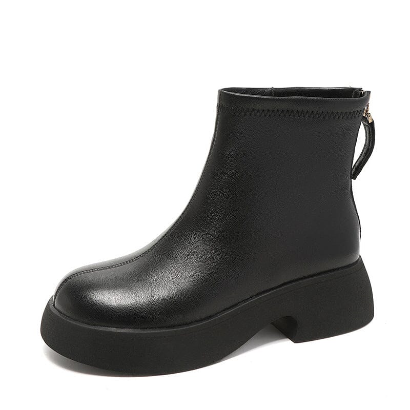 Autumn Minimalist Solid Leather Casual Ankle Boots