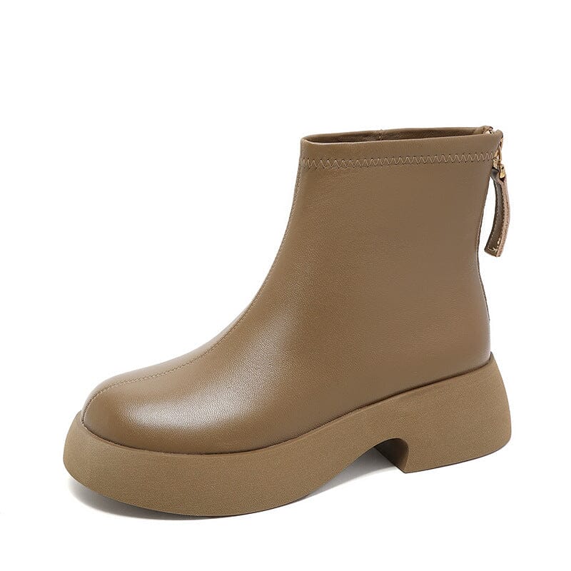 Autumn Minimalist Solid Leather Casual Ankle Boots