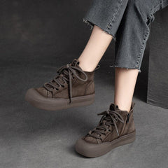 Autumn Retro Casual Leather Flat Ankle Boots