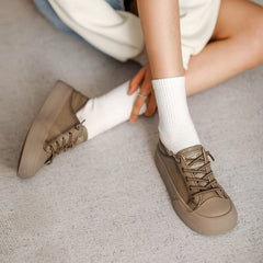 Autumn Retro Fashion Flat Leather Casual Shoes