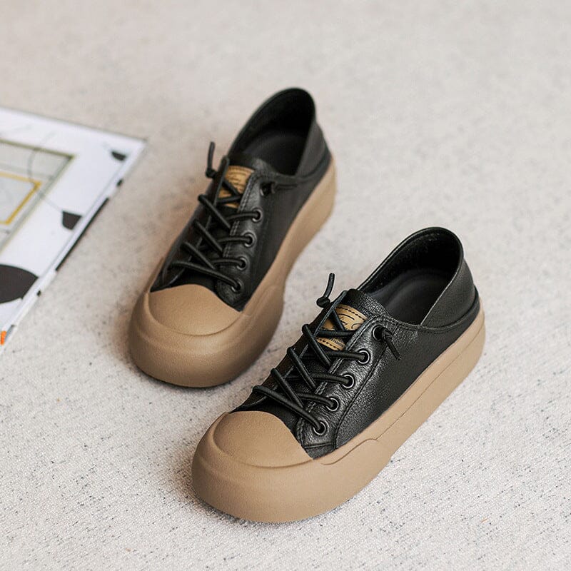 Autumn Retro Fashion Flat Leather Casual Shoes