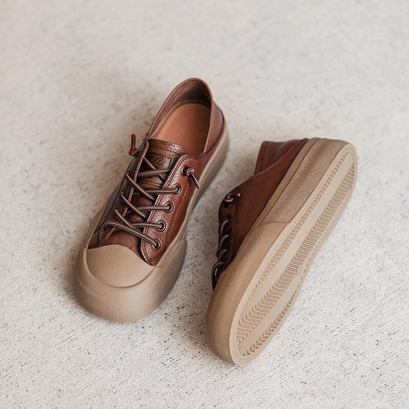 Autumn Retro Fashion Flat Leather Casual Shoes