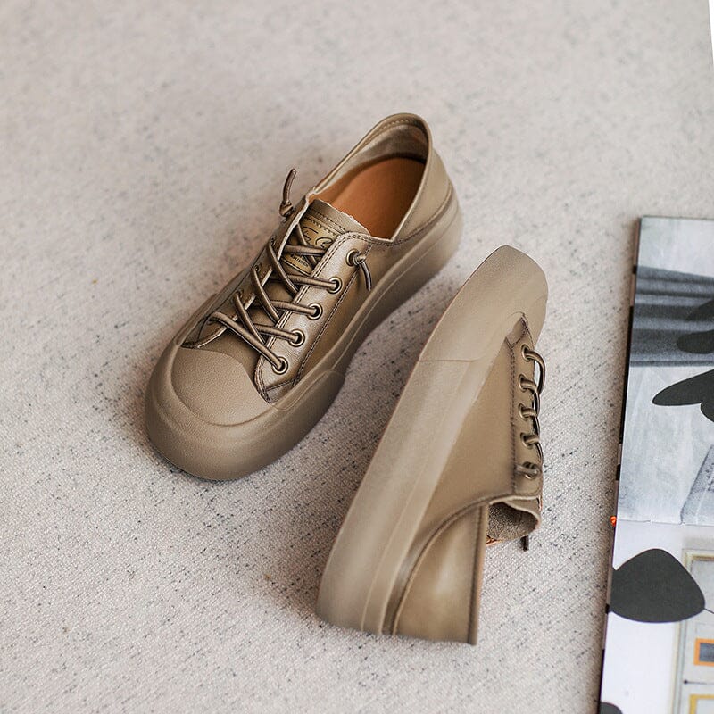 Autumn Retro Fashion Flat Leather Casual Shoes