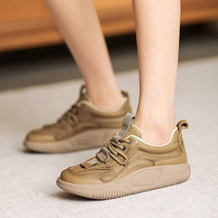 Autumn Retro Fashion Patchwork Leather Casual Shoes