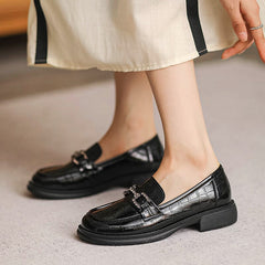 Autumn Retro Glossy Leather Casual Loafers