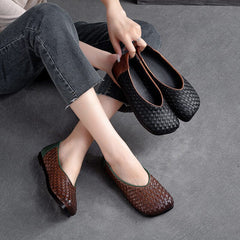 Autumn Retro Handcraft Plaited Leather Flats Casual Shoes