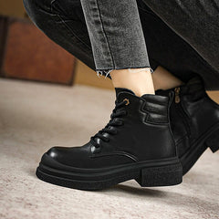 Autumn Retro Leather Casual Ankle Boots