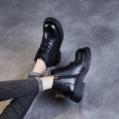 Autumn Retro Leather Casual Ankle Boots