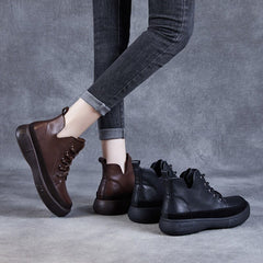 Autumn Retro Leather Casual Ankle Boots