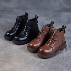 Autumn Retro Leather Casual Ankle Boots