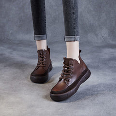 Autumn Retro Leather Casual Ankle Boots