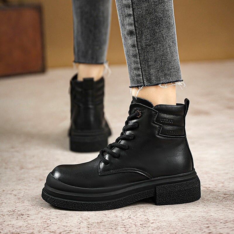 Autumn Retro Leather Casual Ankle Boots