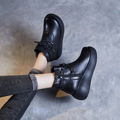 Autumn Retro Leather Casual Platform Boots