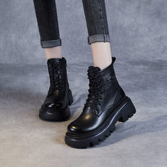 Autumn Retro Leather Casual Platform Boots