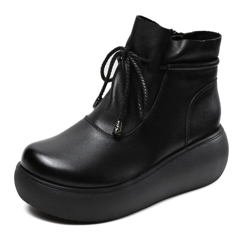 Autumn Retro Leather Casual Platform Boots