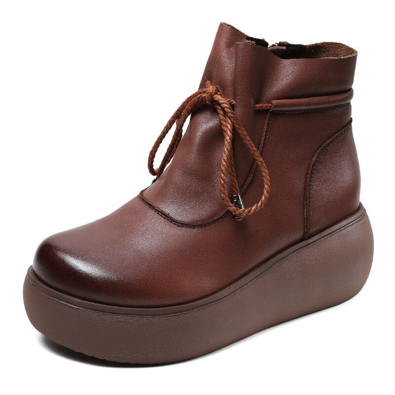 Autumn Retro Leather Casual Platform Boots