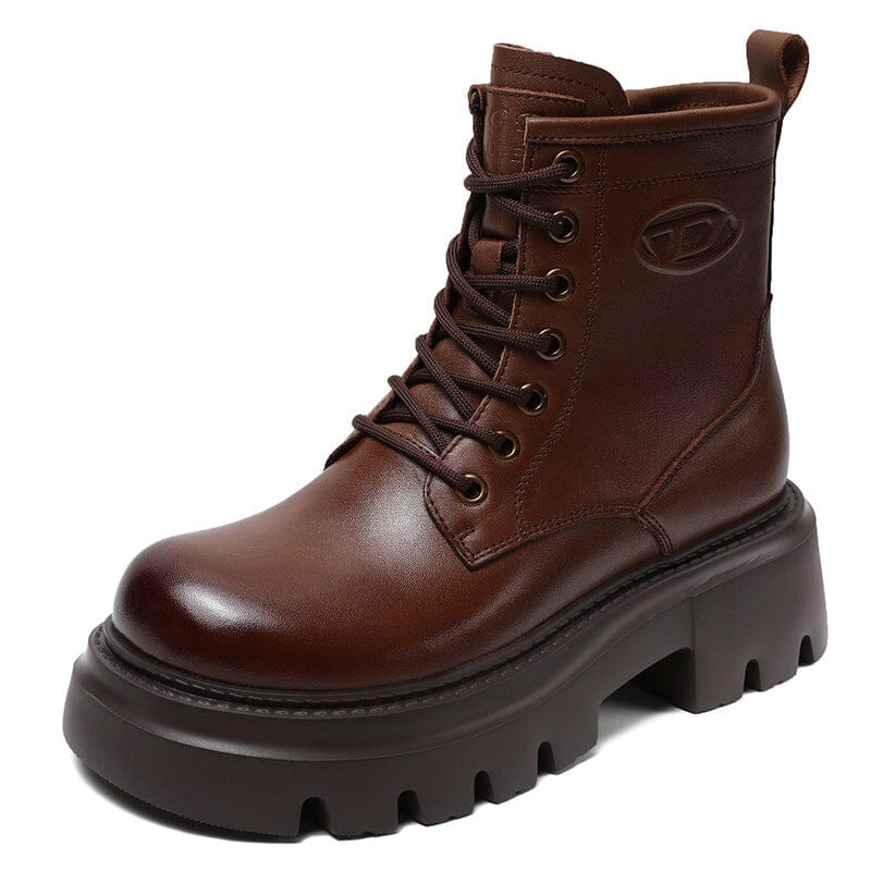 Autumn Retro Leather Casual Platform Boots